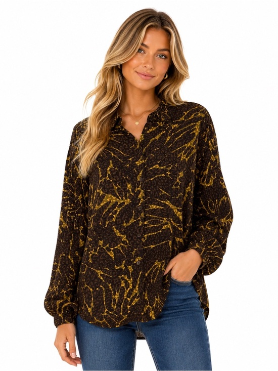 Laure & Max Tops - 💛2 for $20-LAURE + MAX Printed Button Front Blouse | Size Small (0047)